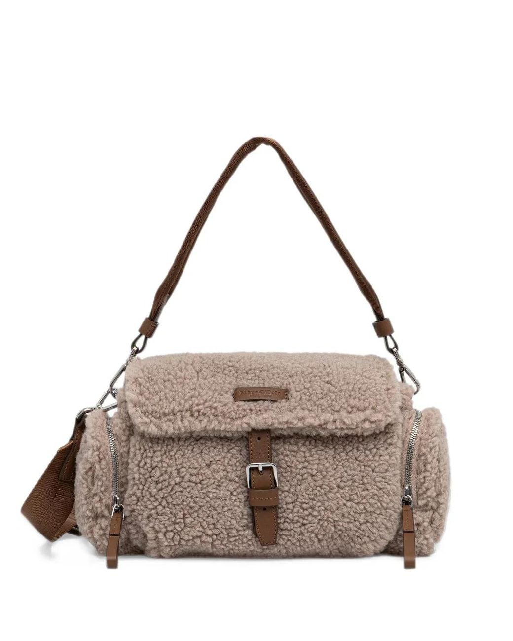 Marc O' Polo Natural Carmen Faux-Shearling Buckle-Fastening Shoulder Bag