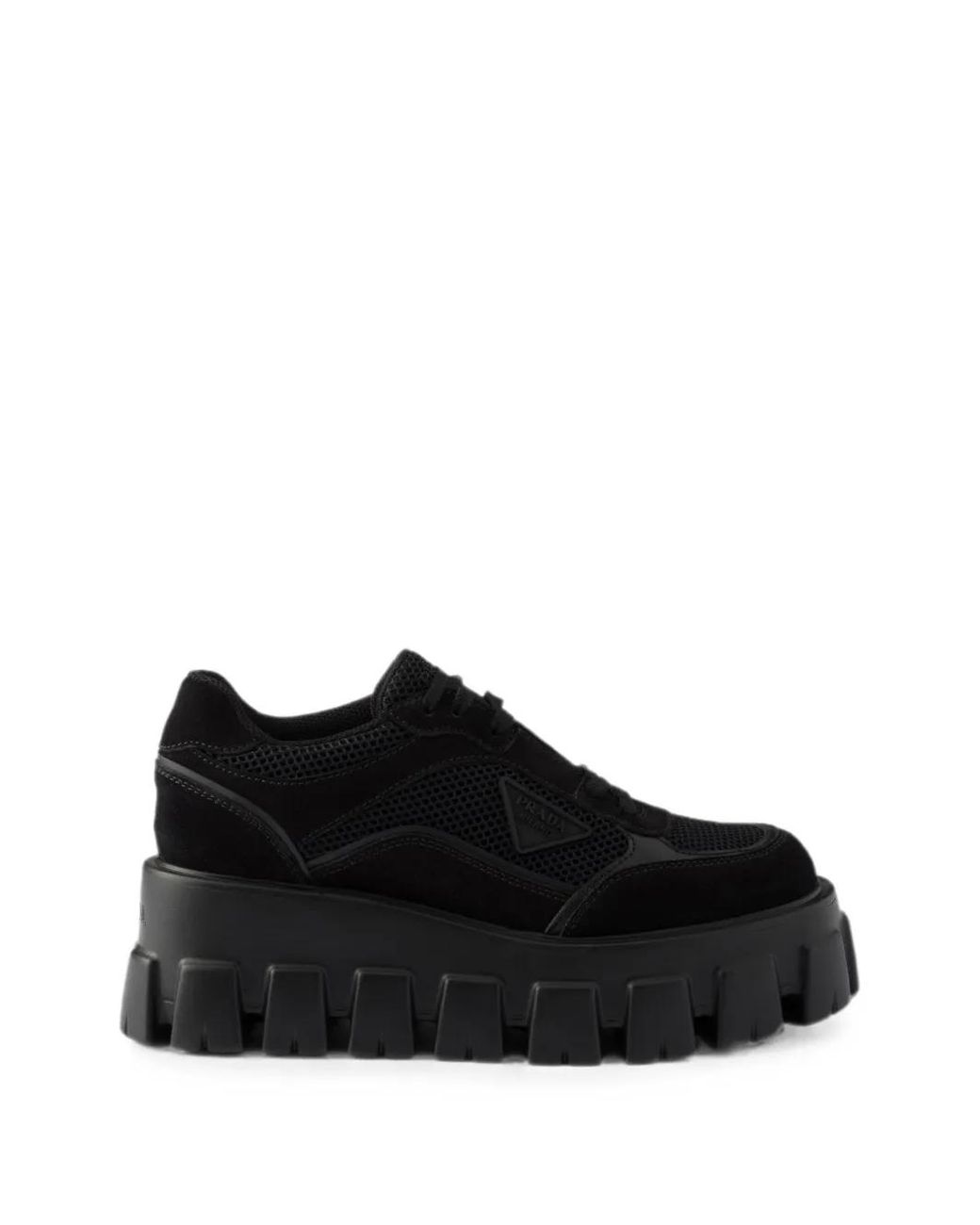 Prada Black Monolith Suede And Mesh Fabric Sneakers