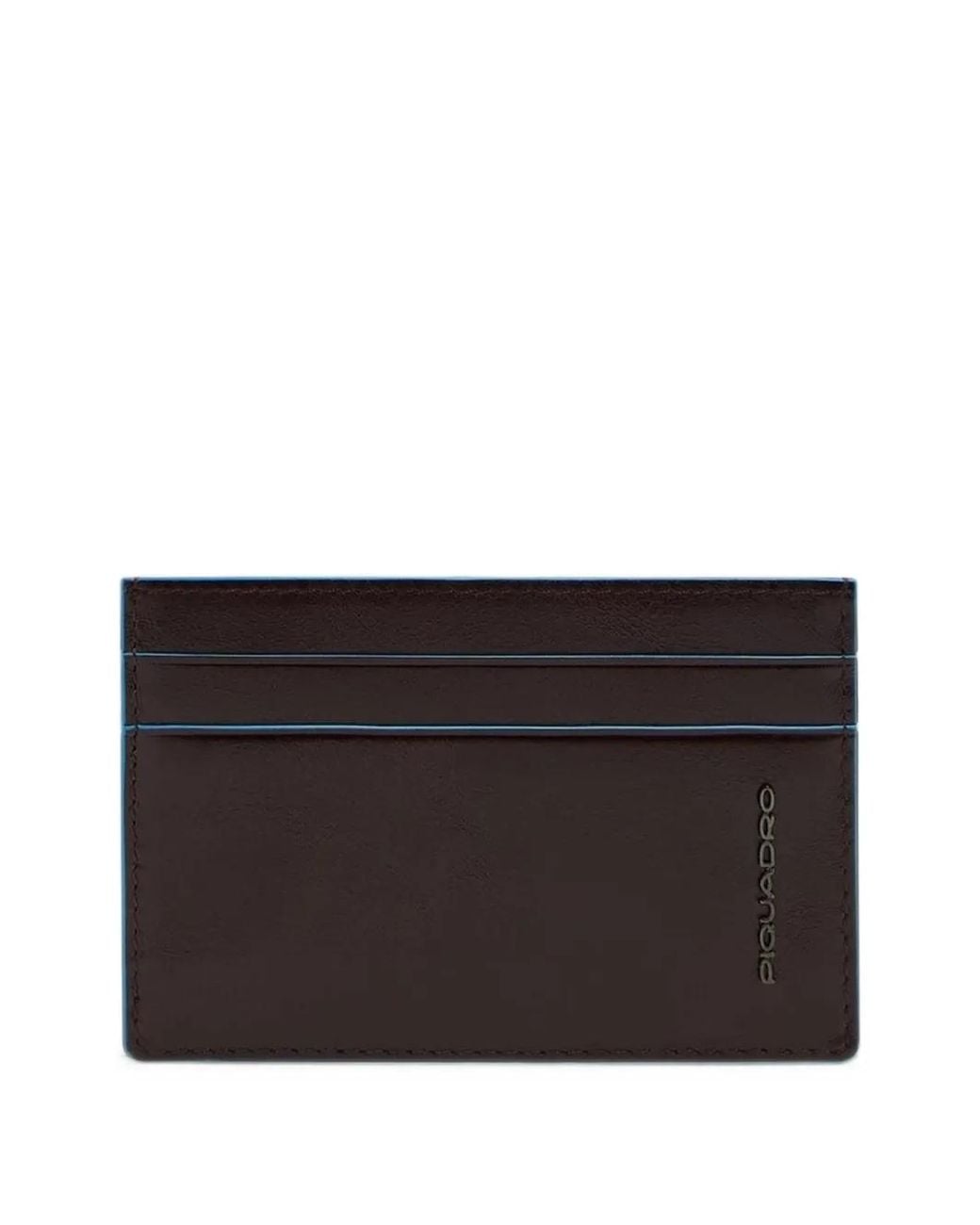 Piquadro Black Logo-Print Leather Cardholder