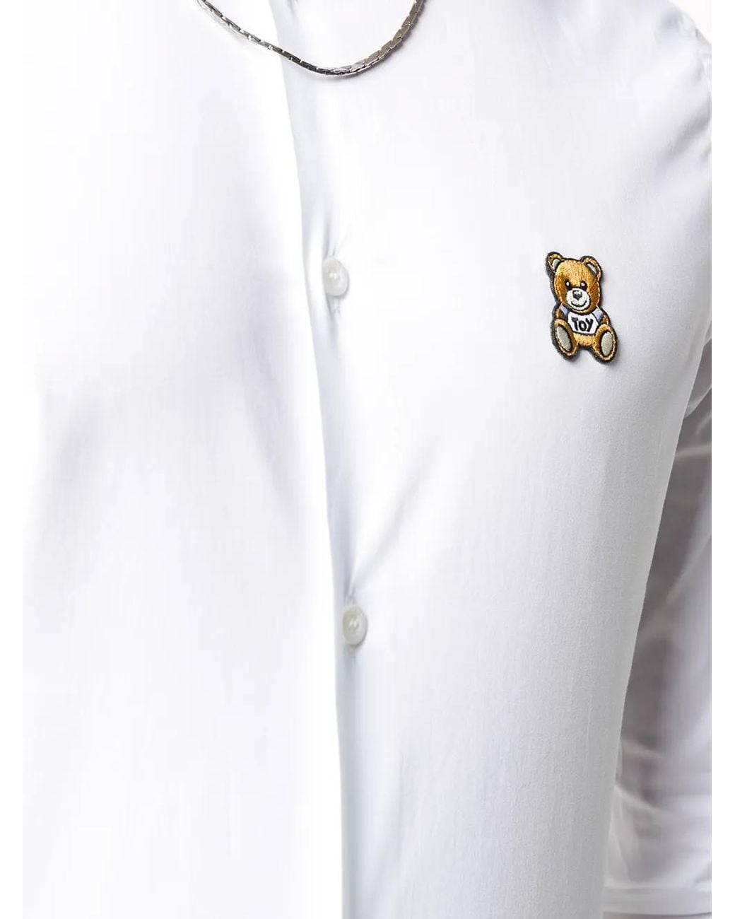 Moschino White Teddy Bear-Patch Shirt for men