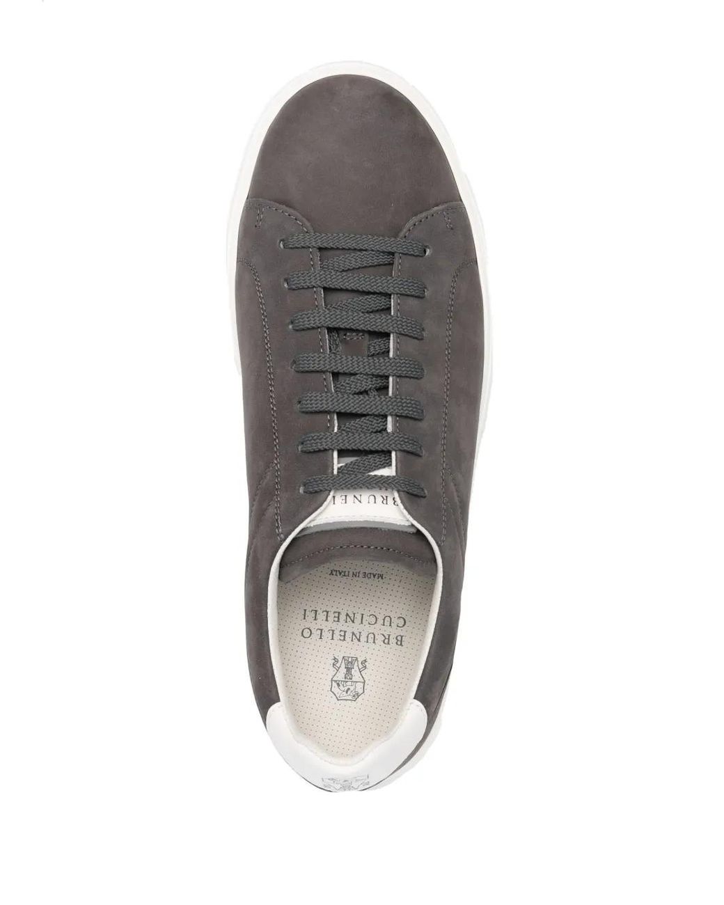 Brunello Cucinelli Gray Suede Leather Sneakers for men