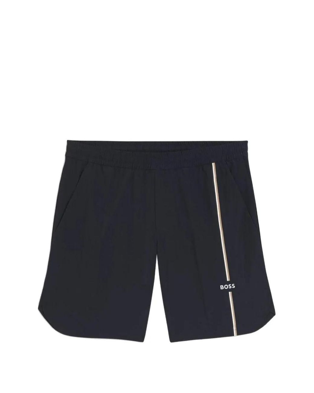 Boss Blue Logo-Print Side-Stripe Shorts for men
