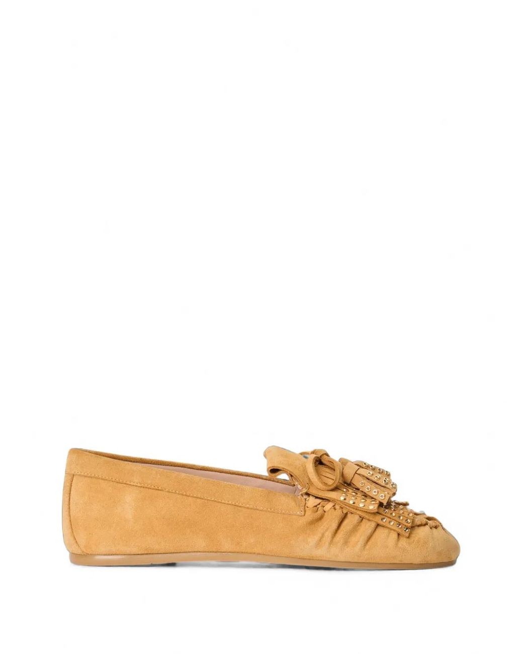 Stuart Weitzman Natural Barry Stud-Embellished Kiltie Loafers