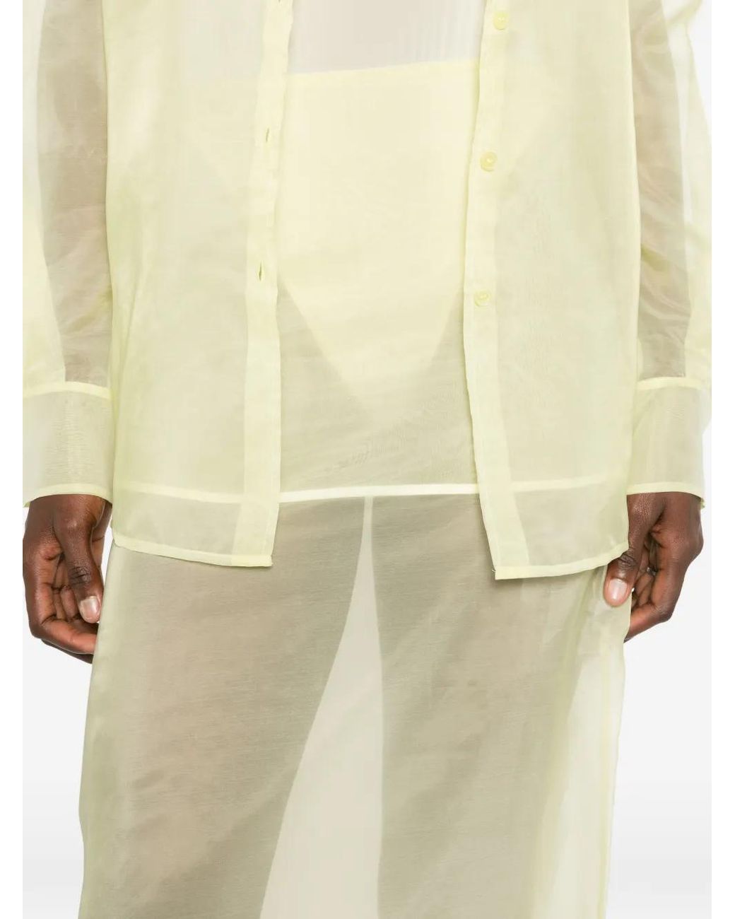 Frankie Shop Yellow Sheer Panelled Midi Skirt