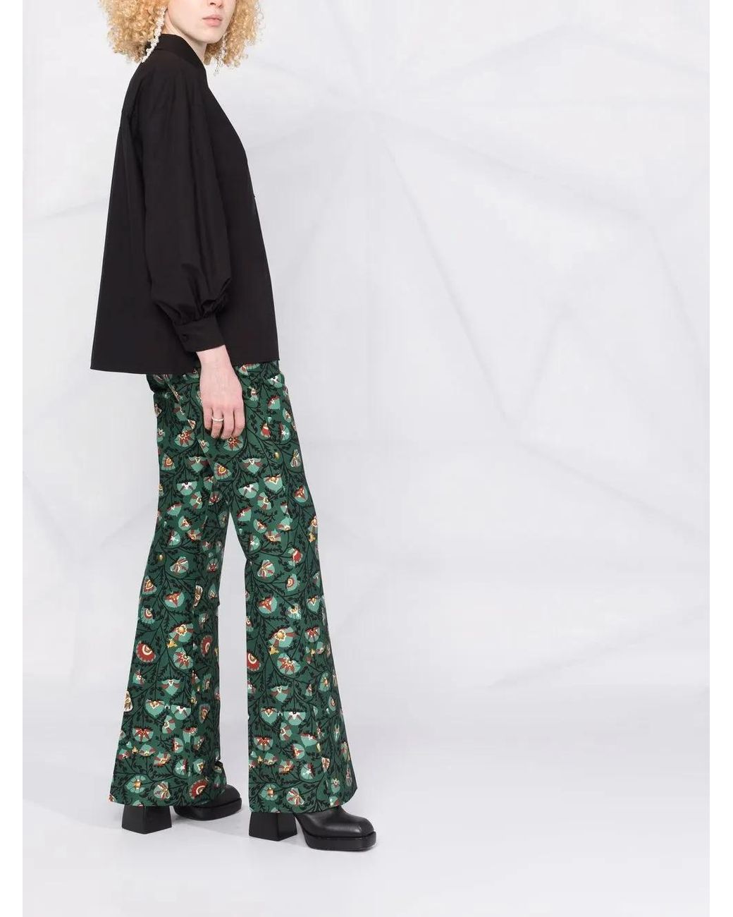 LaDoubleJ Black Poet Button-Placket Cotton Shirt