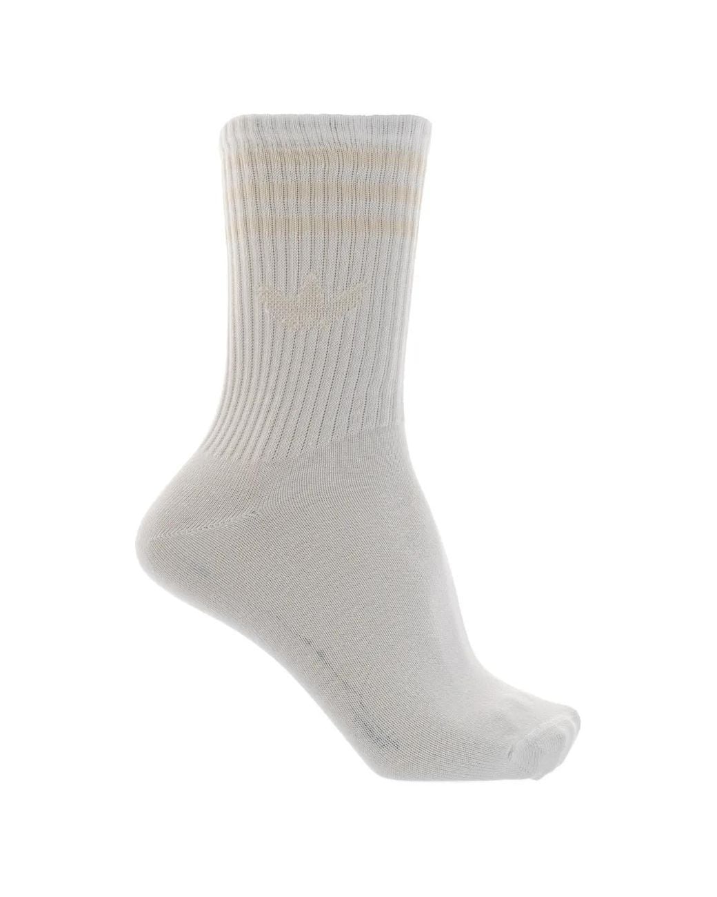 Adidas White Logo-Embroidered Striped Socks (Set Of Three)