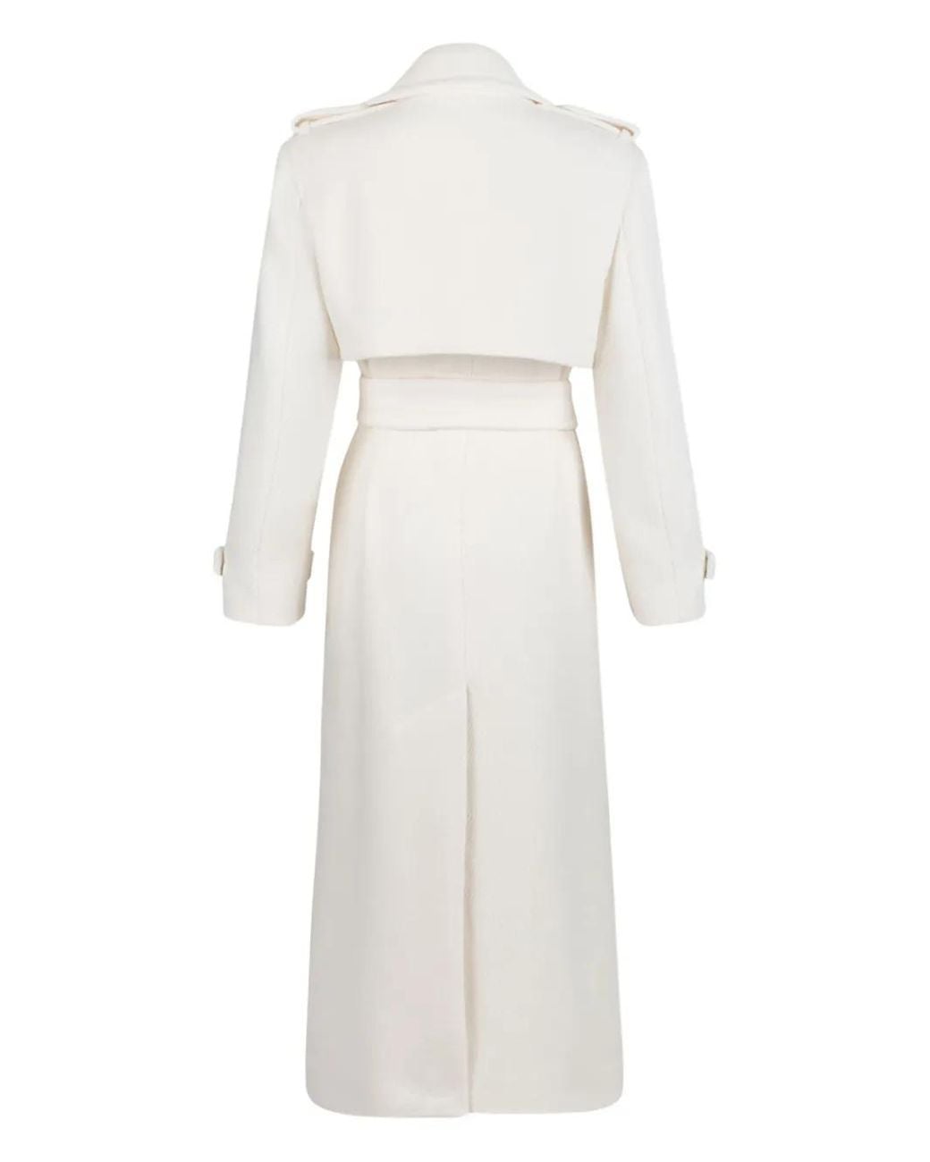Genny White Belted Lapels Coat