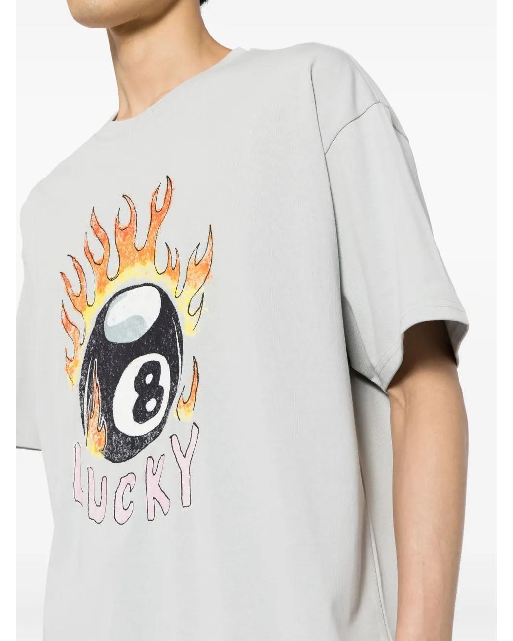 FIVE CM Gray Graphic-Print Cotton T-Shirt for men