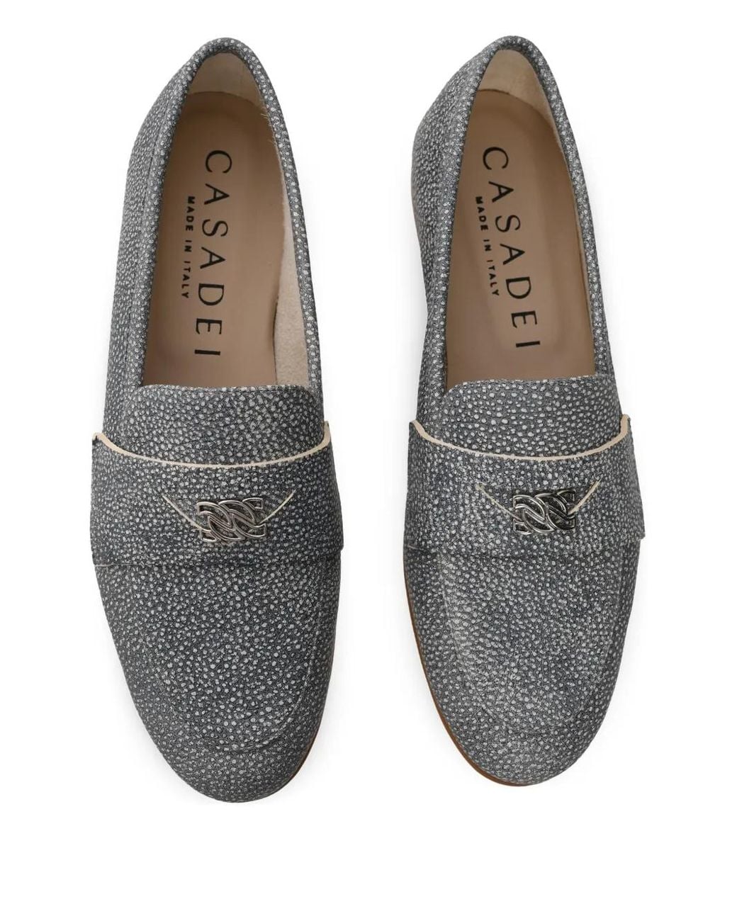 Casadei Gray Leather Loafers