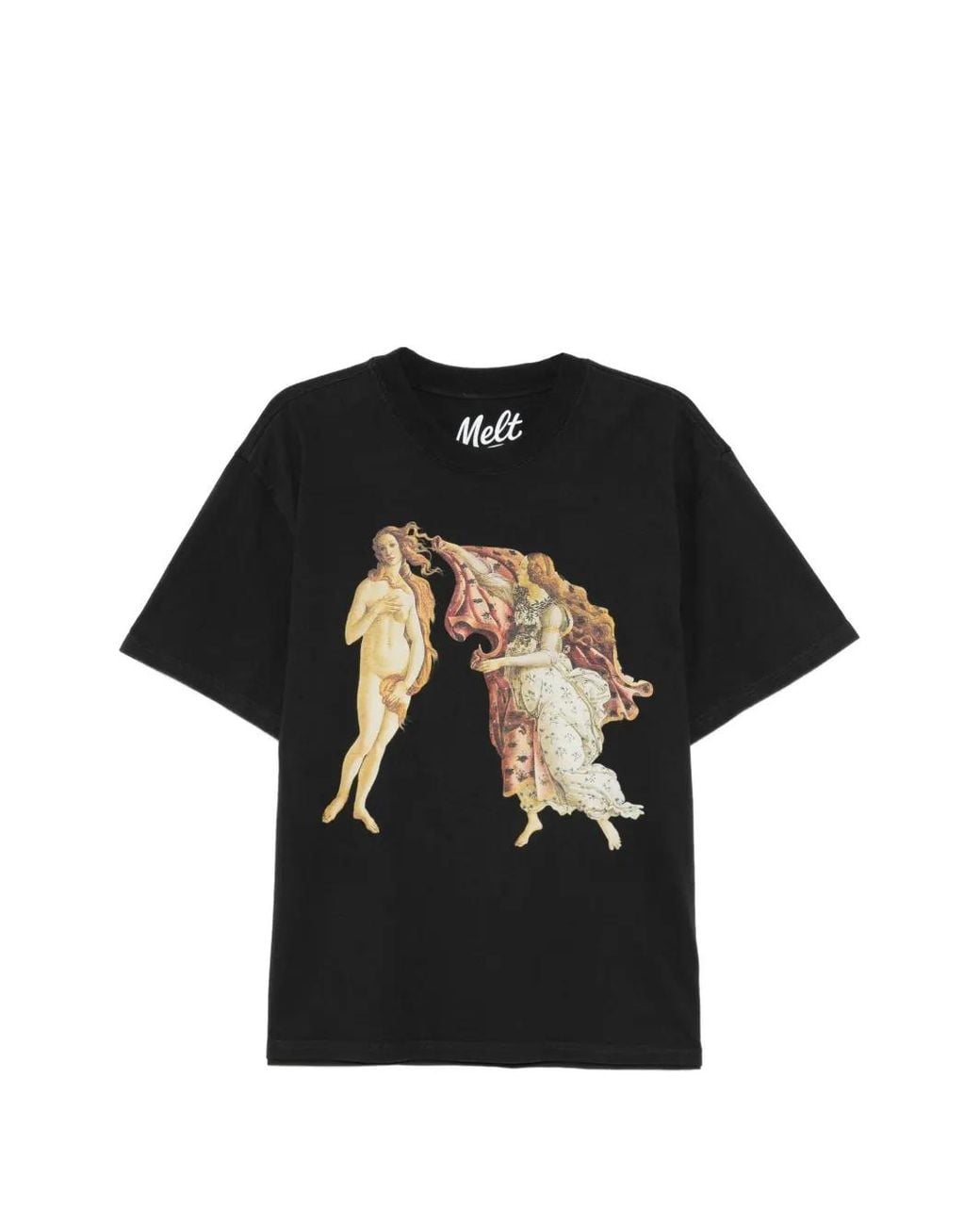Melt Black Graphic-Print Round Neck T-Shirt for men