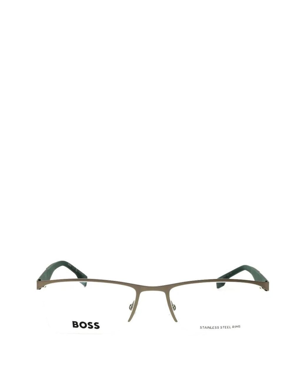 Boss White Rectangle-Frame Glasses for men