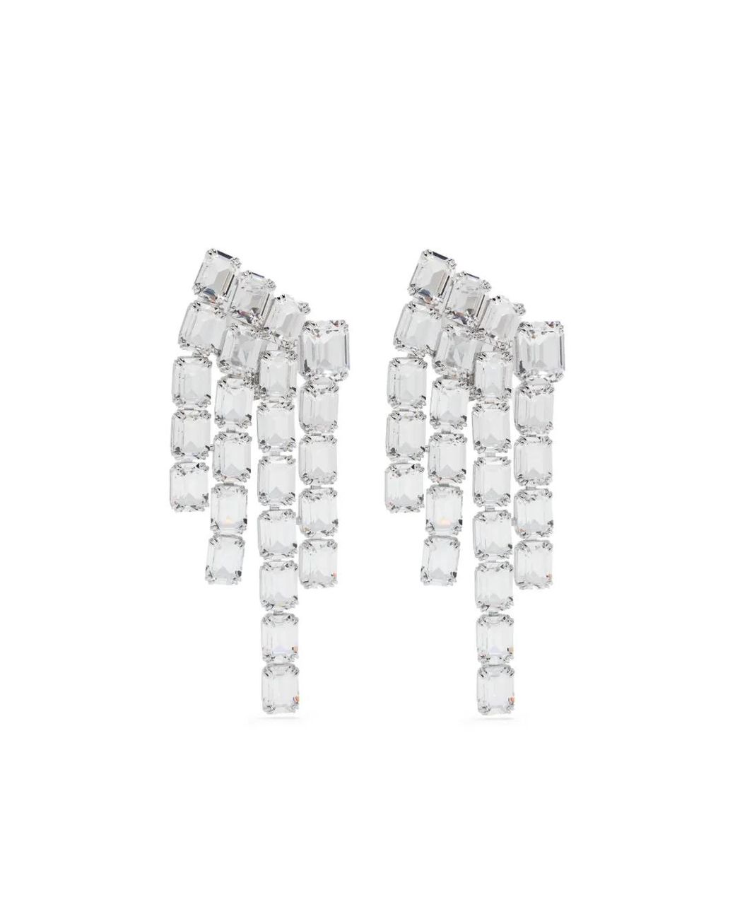 Swarovski White Millenia Rhodium Plated Crystal Chandelier Clip Earrings