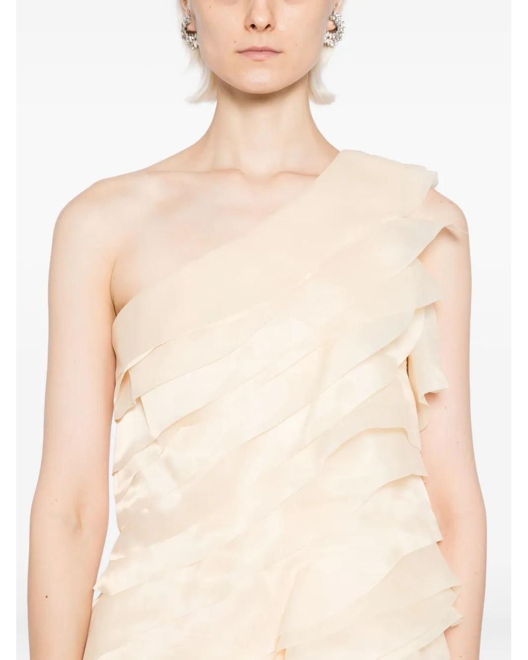 Saiid Kobeisy Natural Layered Organza Dress