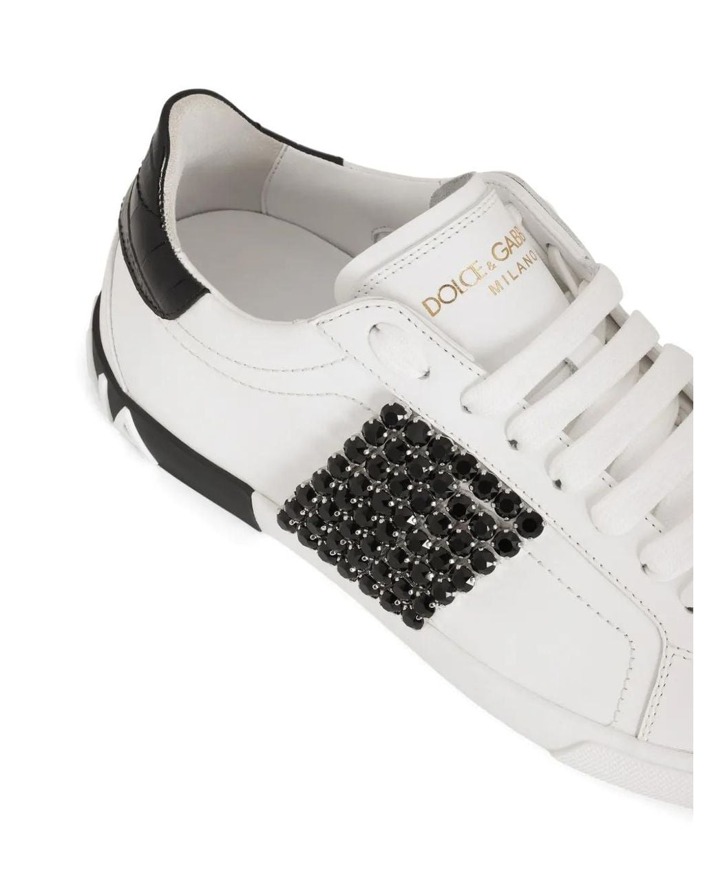 Dolce & Gabbana White Rhinestone-Embellished Sneakers