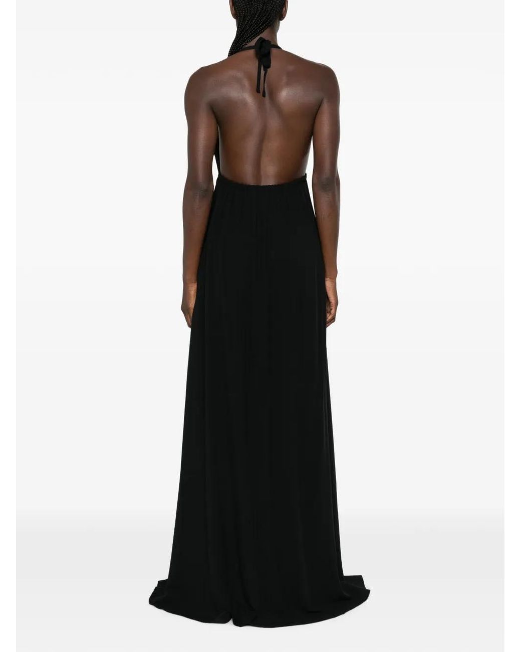 MOUTAKI Black Open-Back Maxi Dress