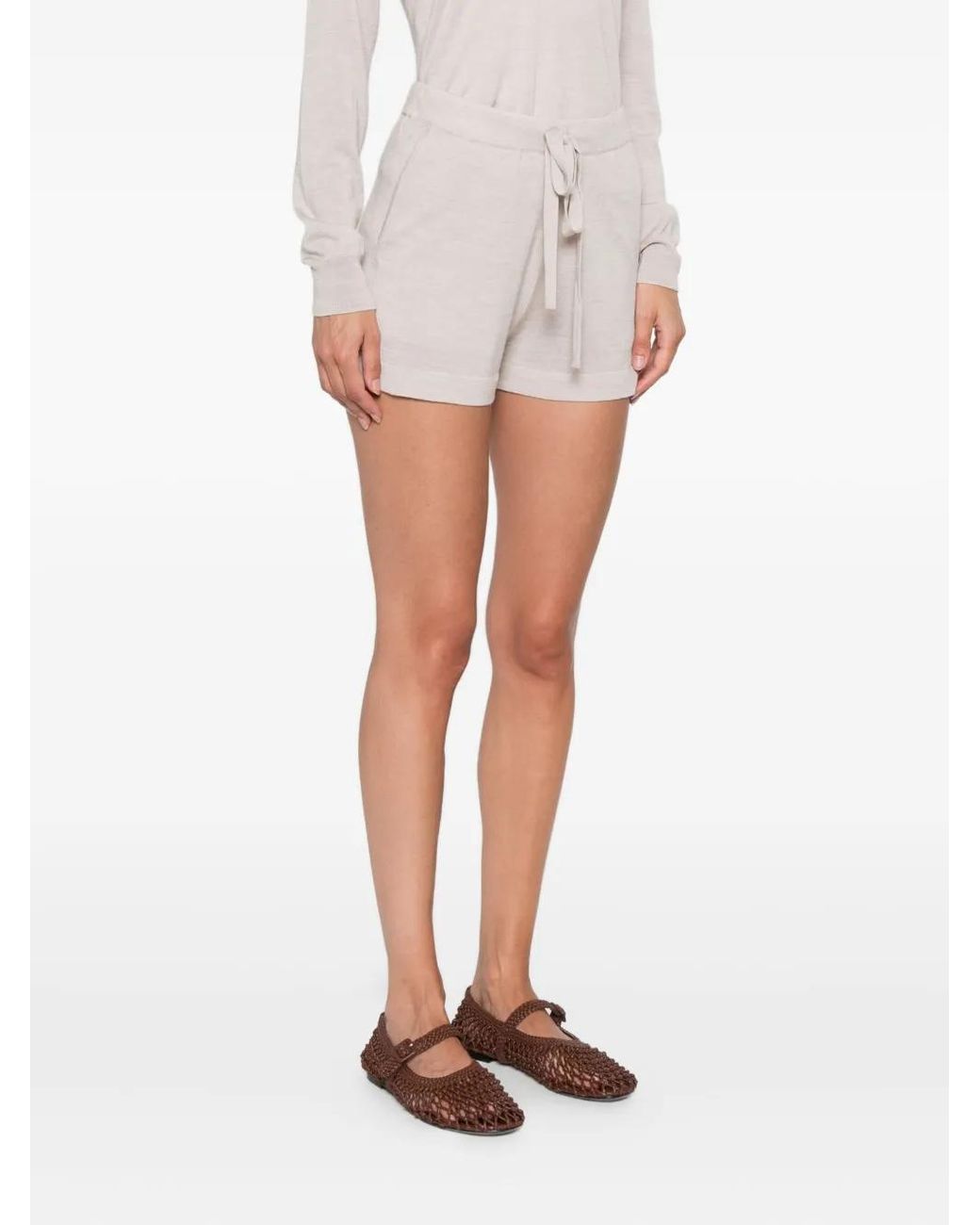 P.A.R.O.S.H. Natural Drawstring-Waist Shorts