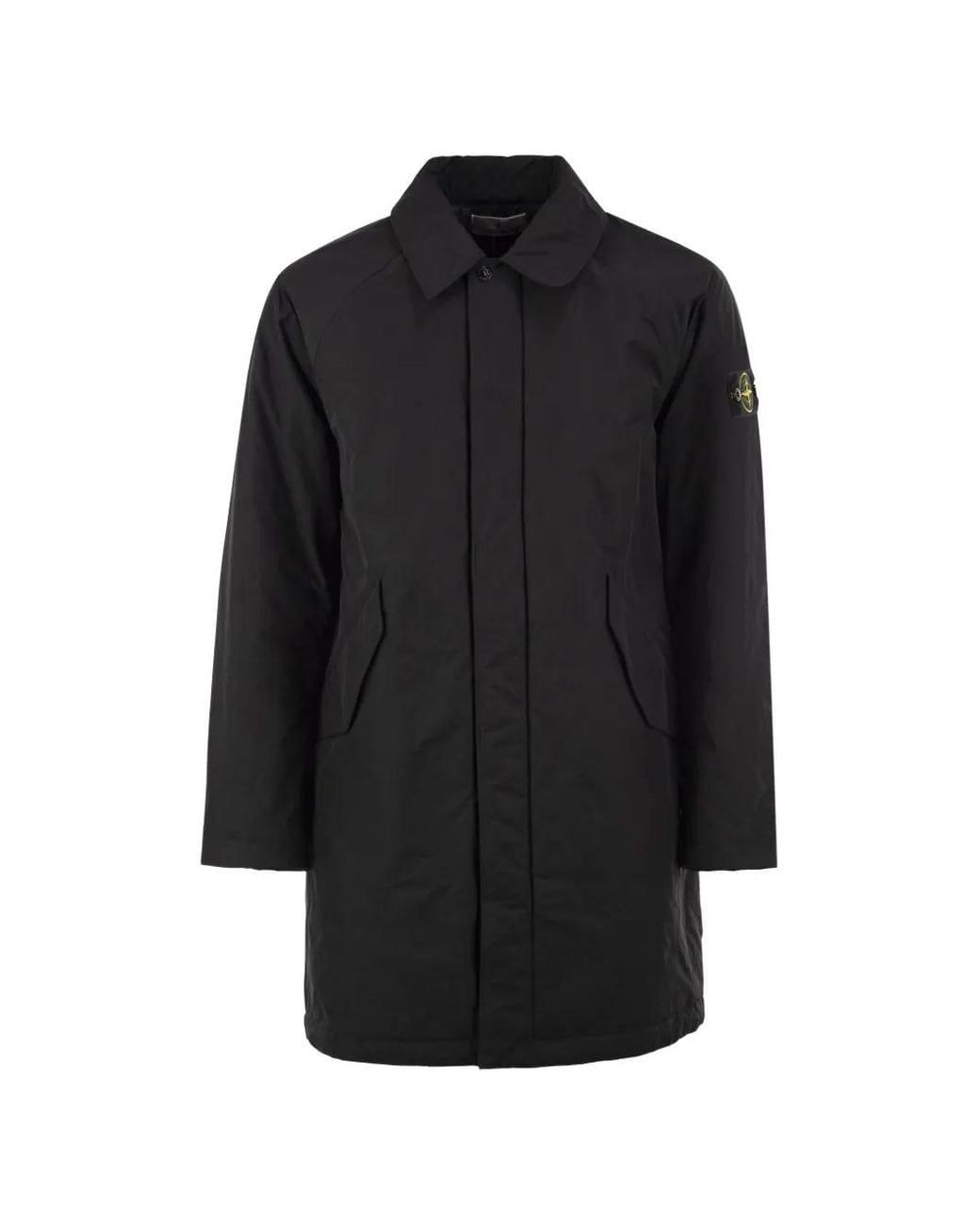 Stone Island Black Micro Reps Padded Coat for men