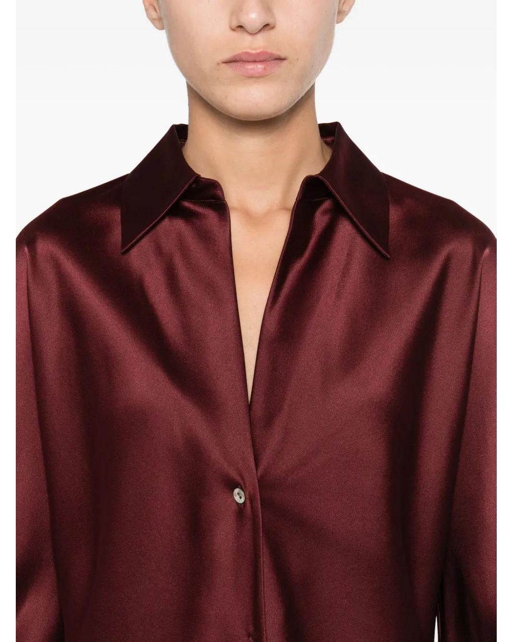 Vince Red V-Neck Long-Sleeve Shirt