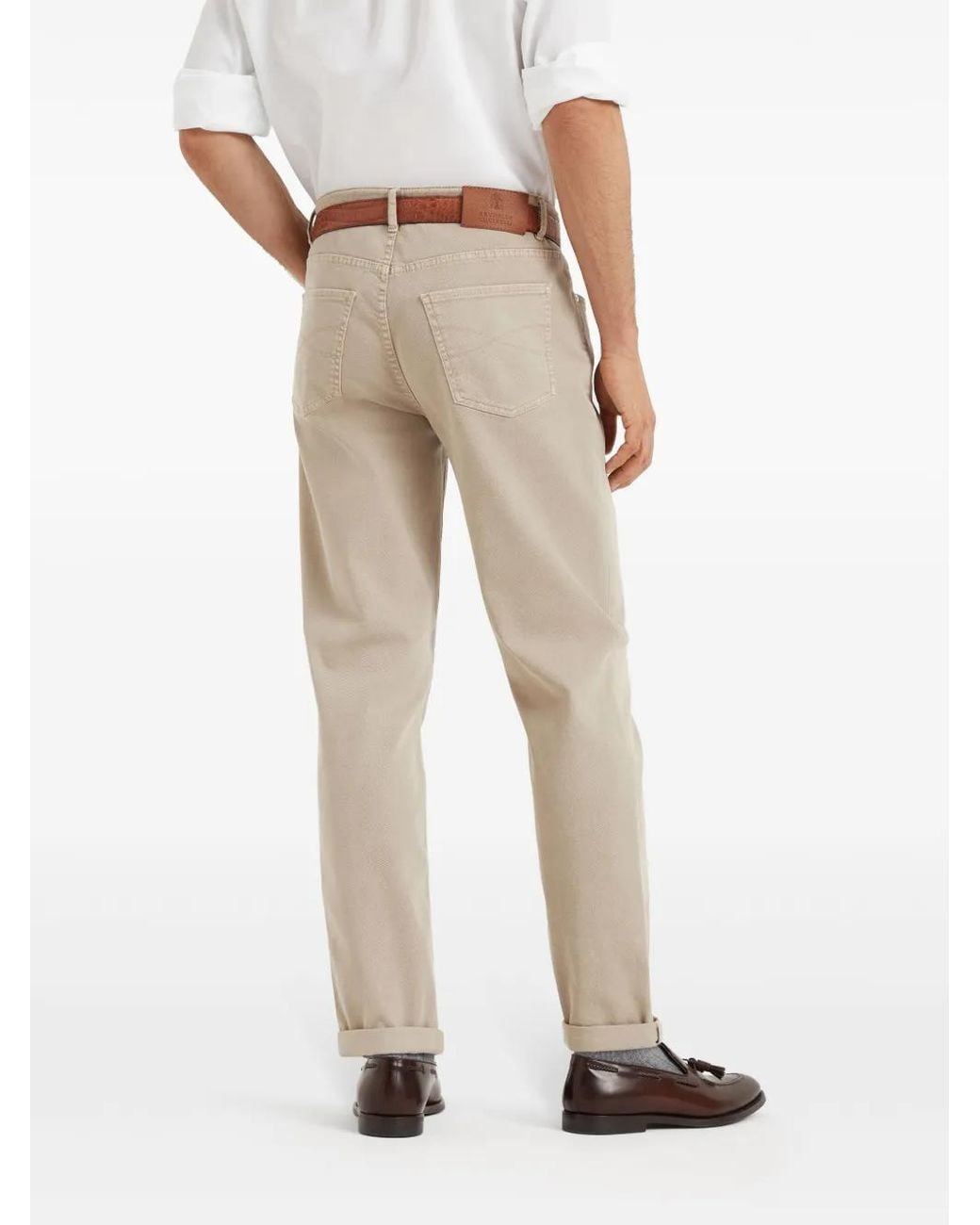 Brunello Cucinelli Natural Denim Cotton Trousers for men