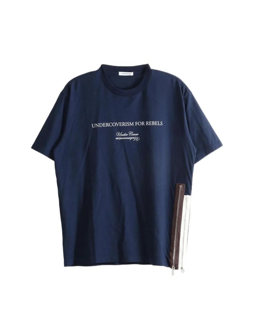 Undercover Blue Slogan-Print Zip-Detail T-Shirt for men