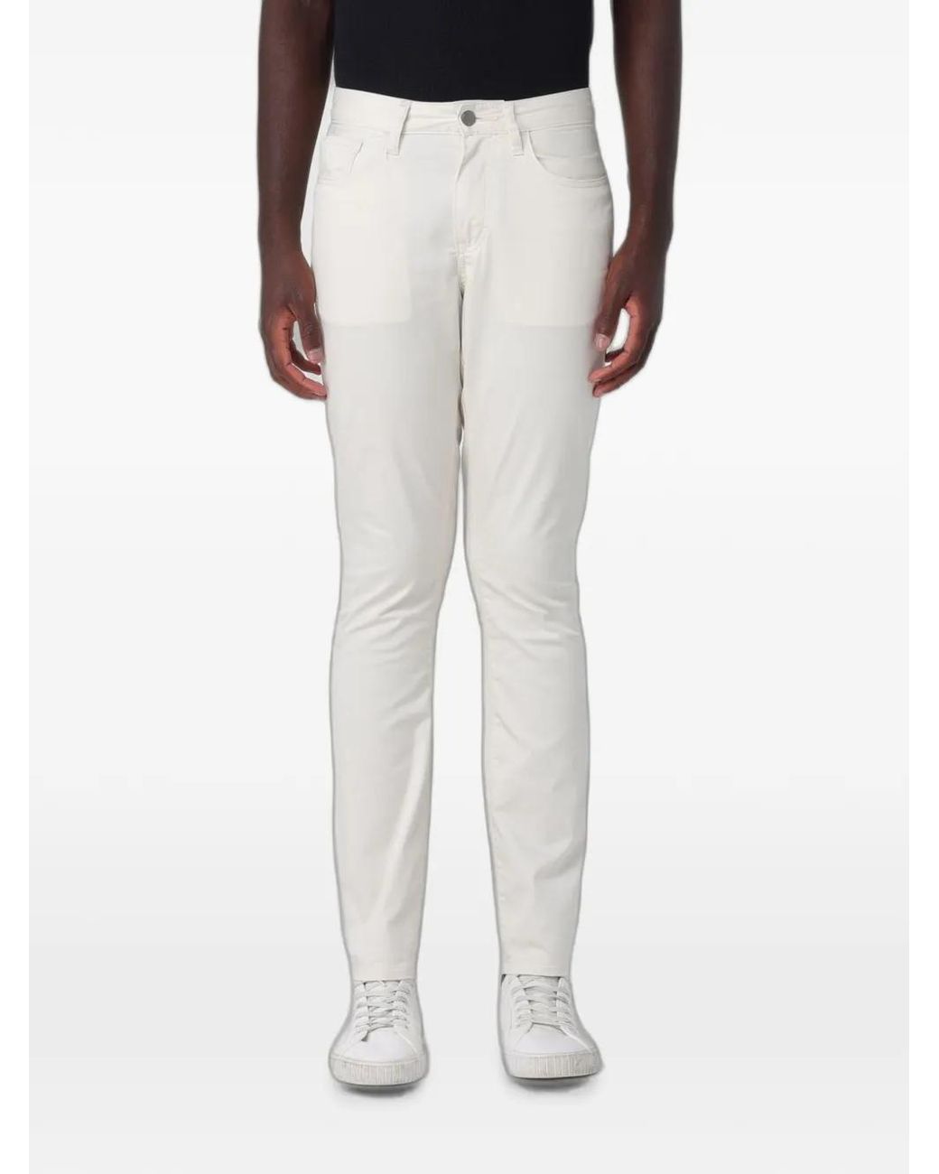 ARMANI EXCHANGE White Logo-Embroidered Five-Pocket Trousers for men