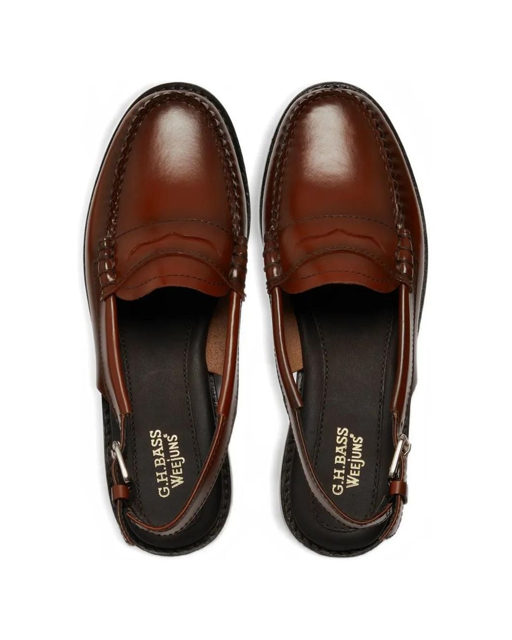 G.H.BASS Brown Weejuns Slingback Penny Loafers
