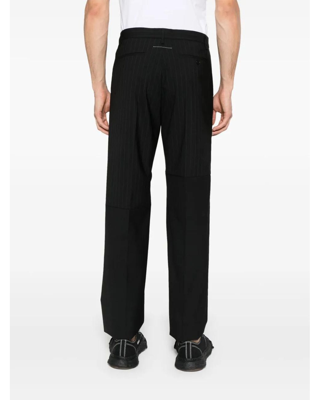 MM6 by Maison Margiela Black Panelled Pinstripe Tailored Trousers for men