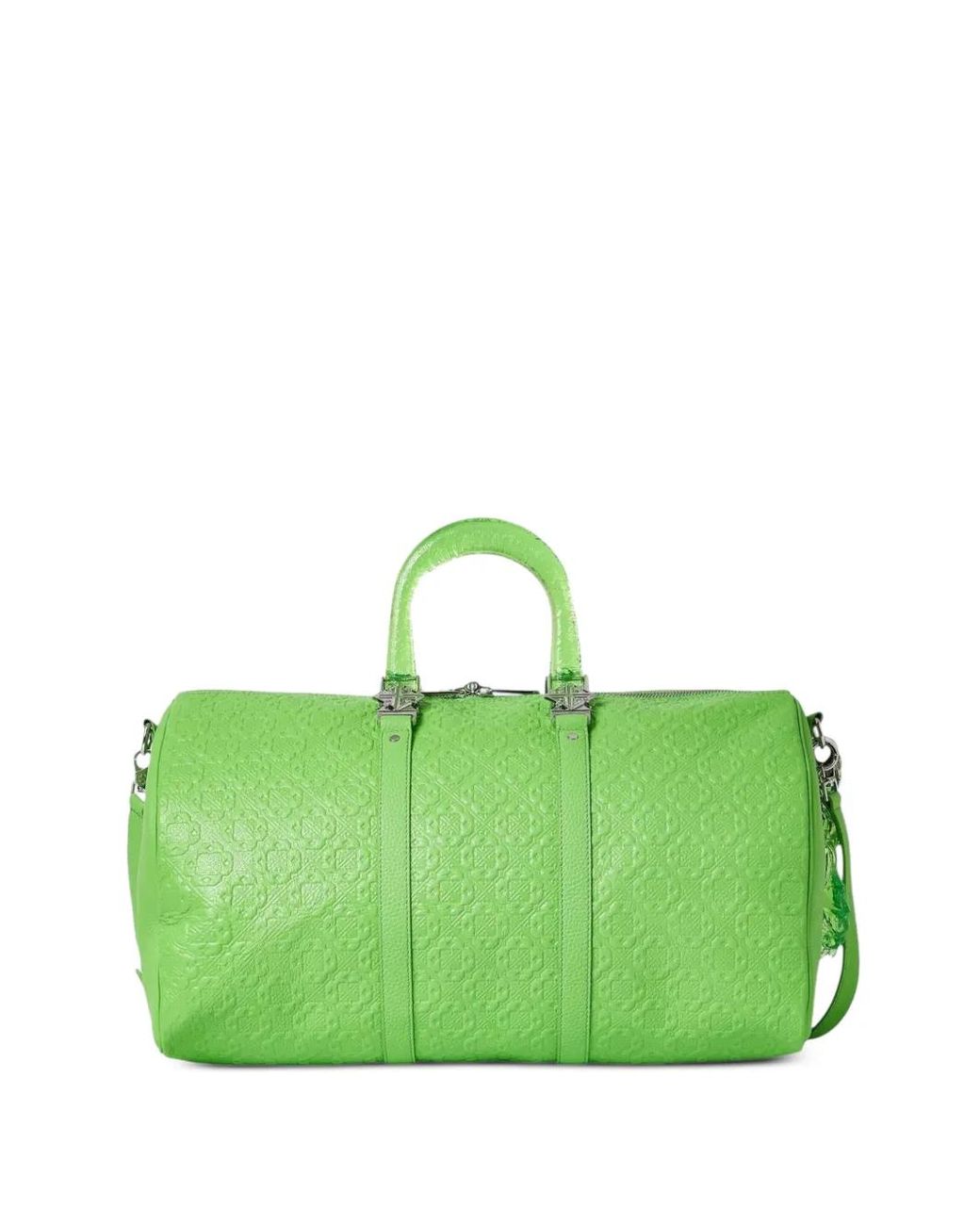 GUAPI Green Embossed Chain Leather Duffle Bag for men