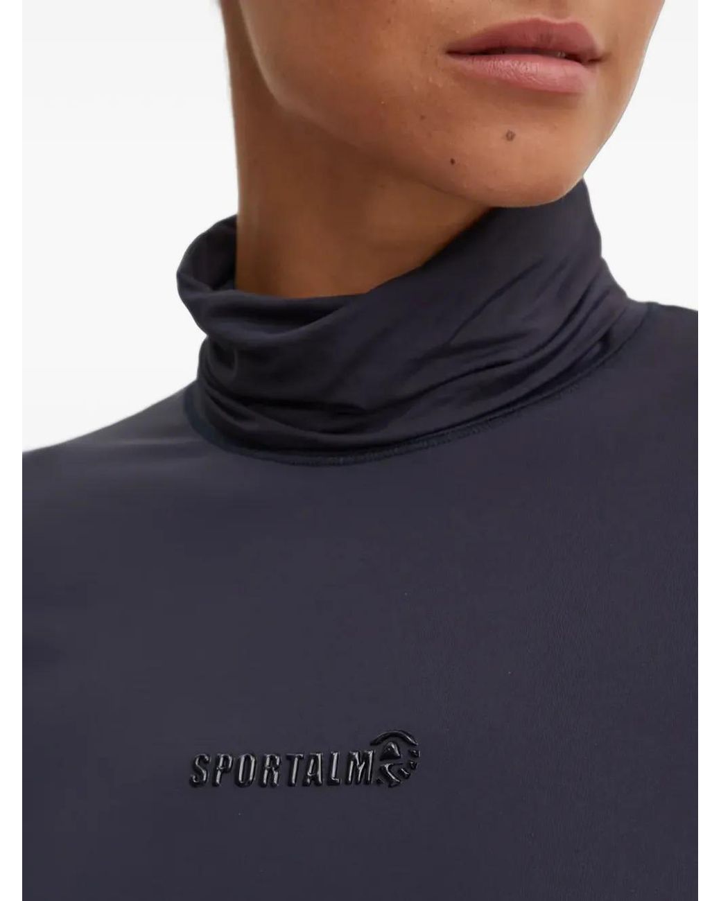 Sportalm Blue Logo-Print High-Neck Top