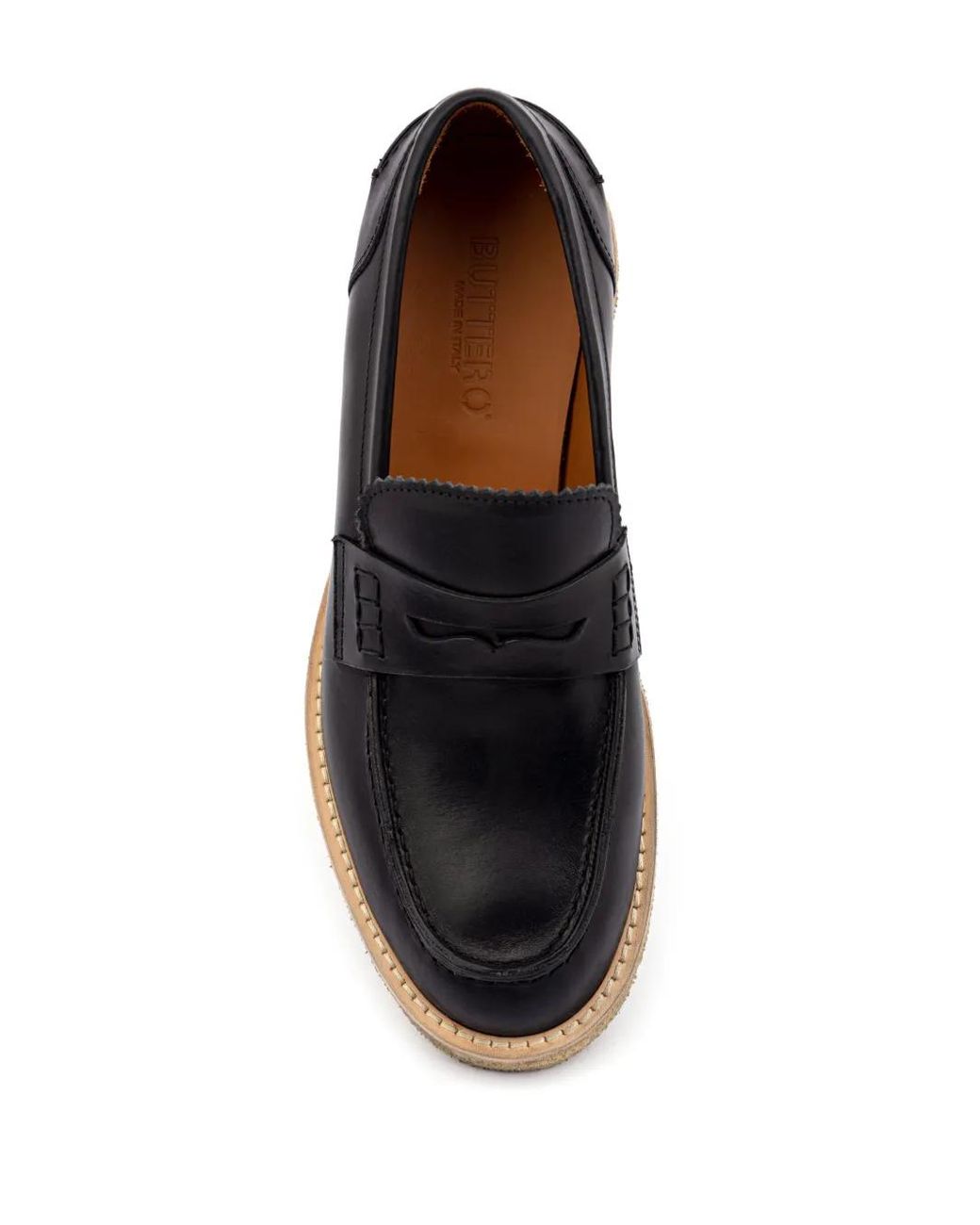 Buttero Black Leather Loafers for men