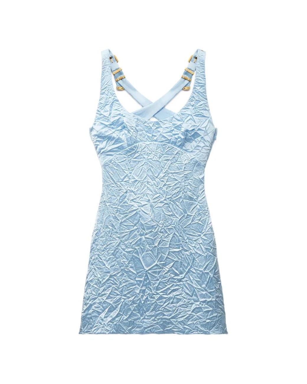 Versace Blue Silk Cady Satin Mini Dress