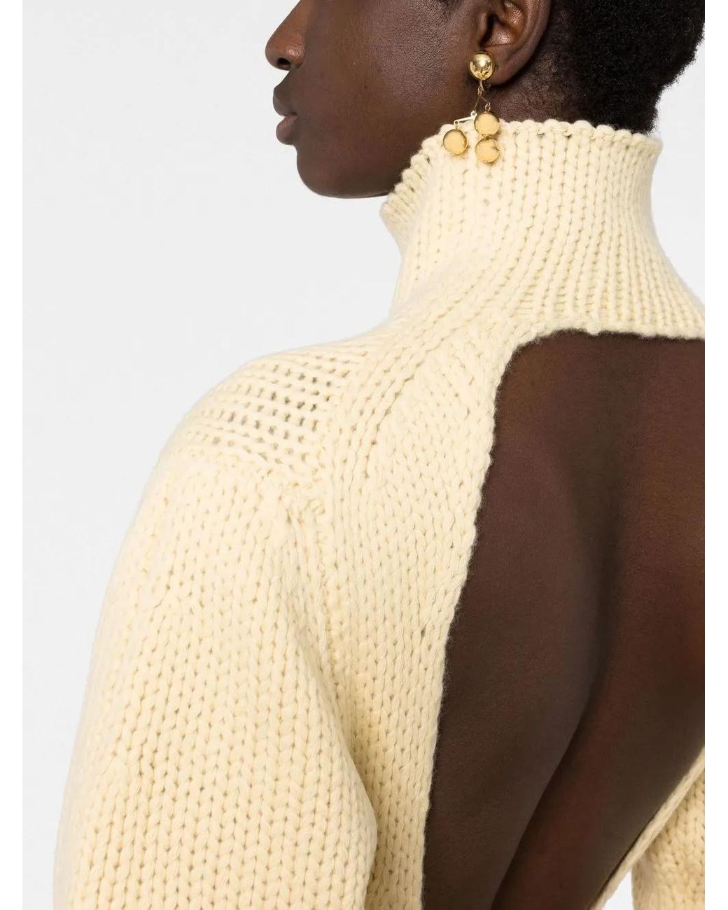 Jil Sander Yellow Open Back High-Neck Jumper