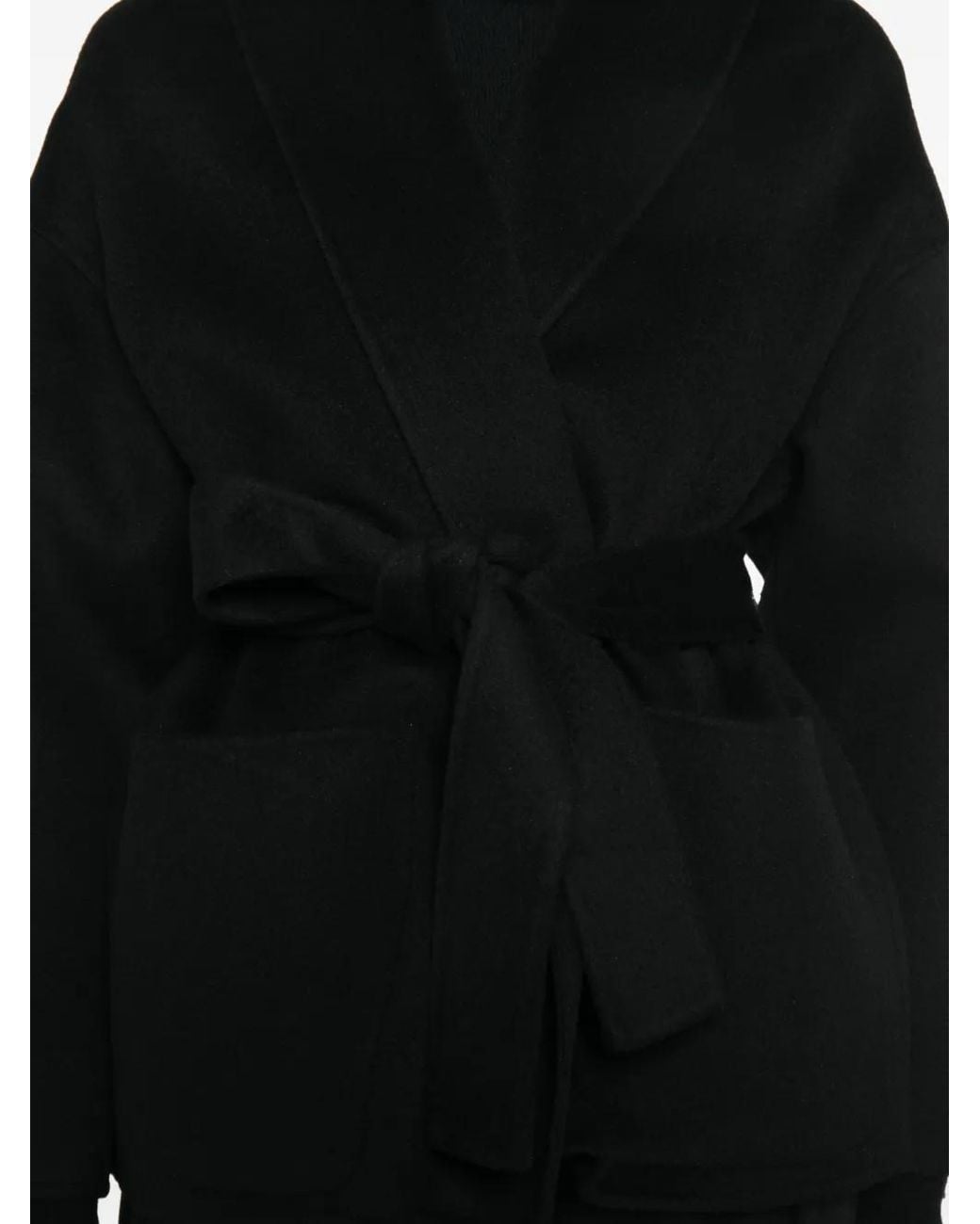 Susanne Bommer Black Belted Shawl-Collar Coat