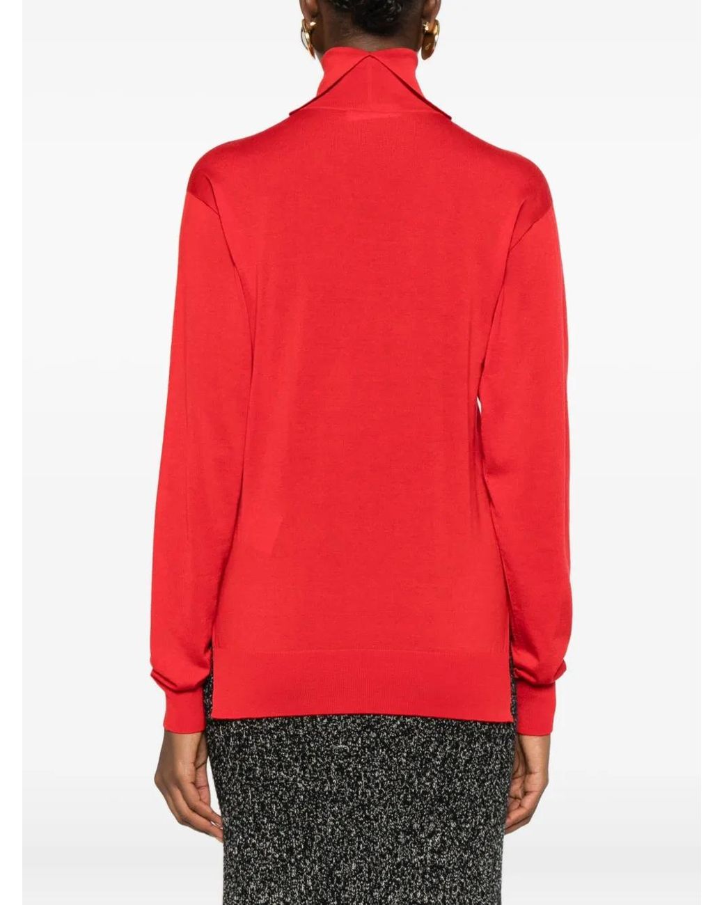 Jil Sander Red Turtleneck Knitted Sweater