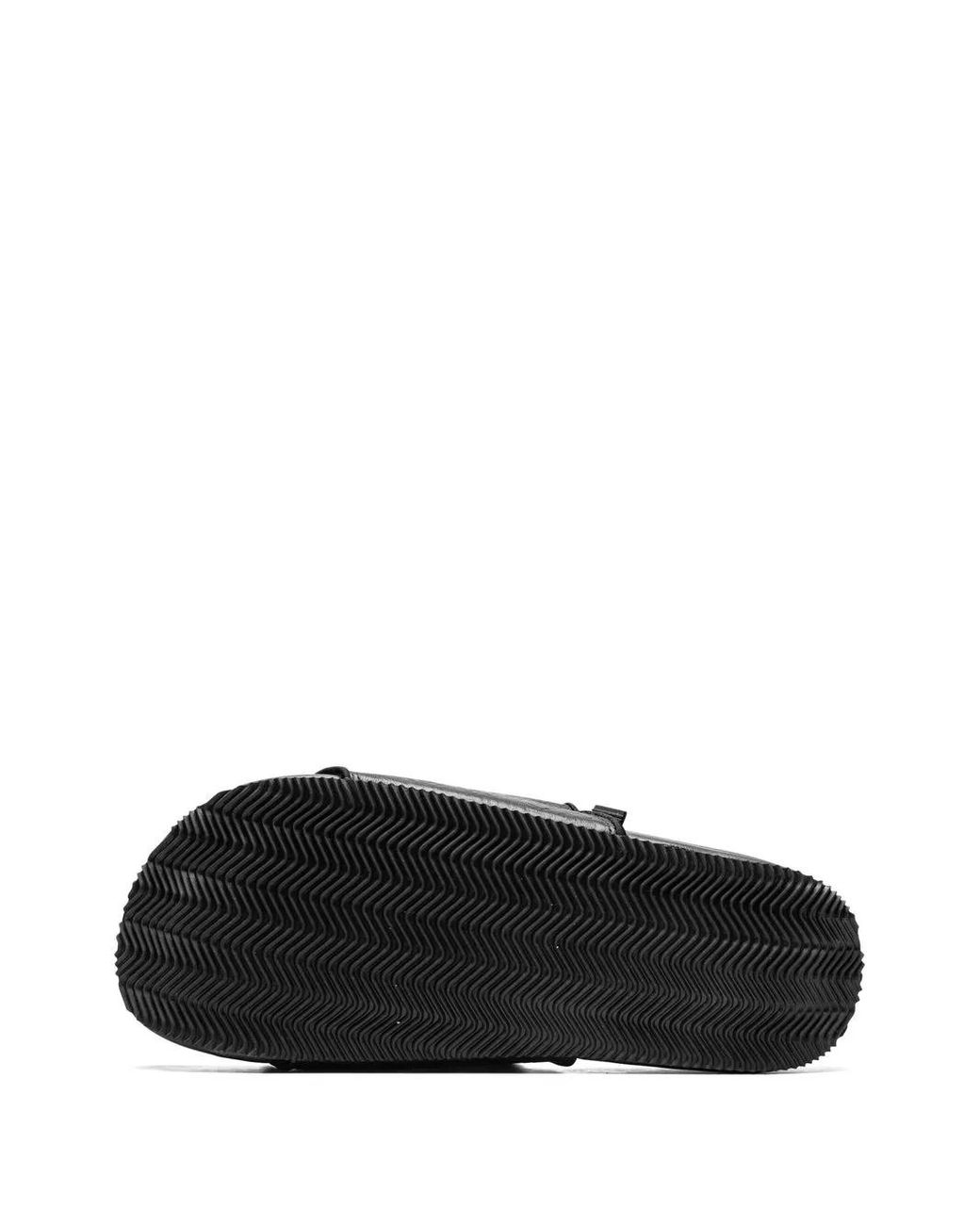 Y-3 Black Leather Flatform Slides for men
