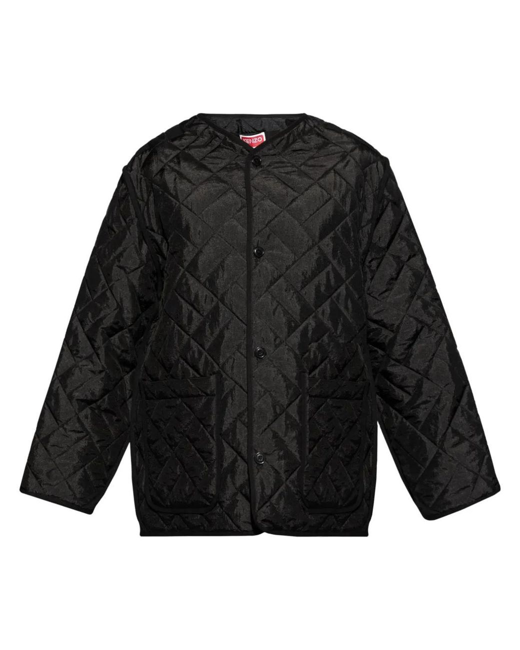 KENZO Black Padded Logo-Patch Jacket for men