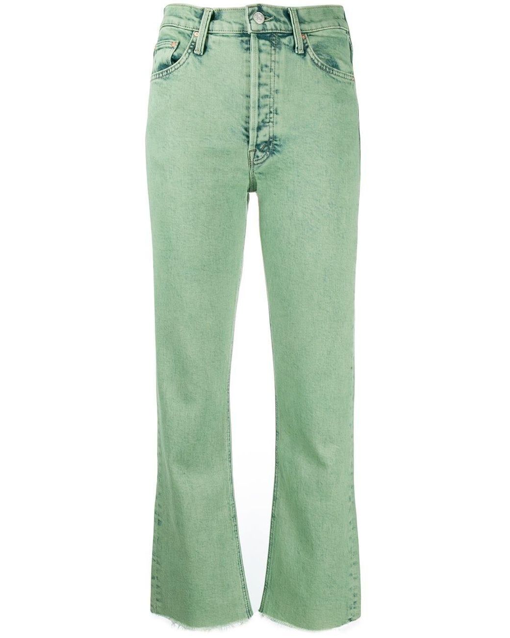 green cropped jeans