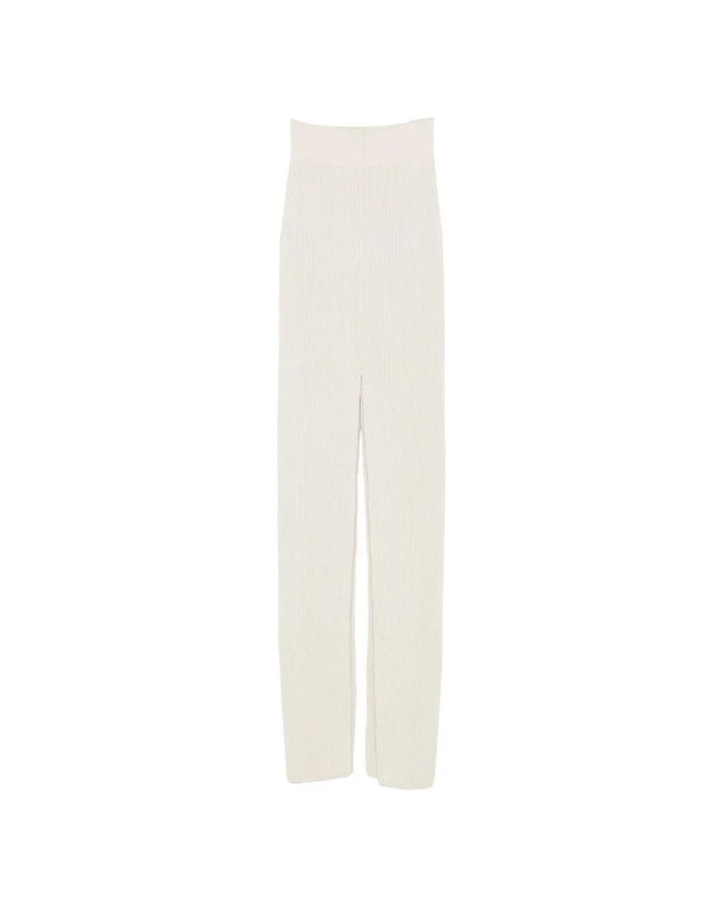 Rick Owens White Ribbed-Knit Maxi Skirt