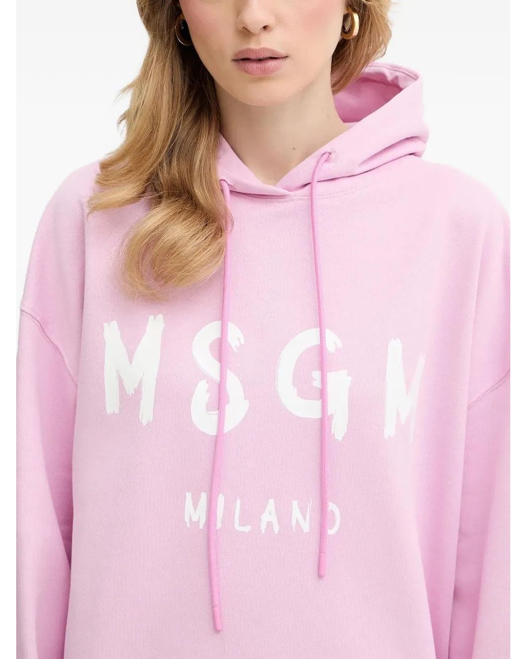 MSGM Pink Logo-Detail Hoodie