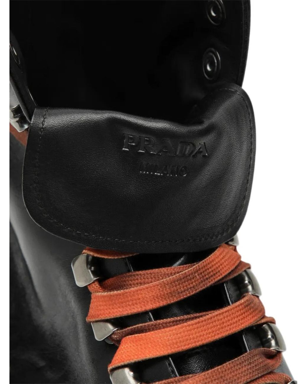 Prada Black Leather Laced Booties for men