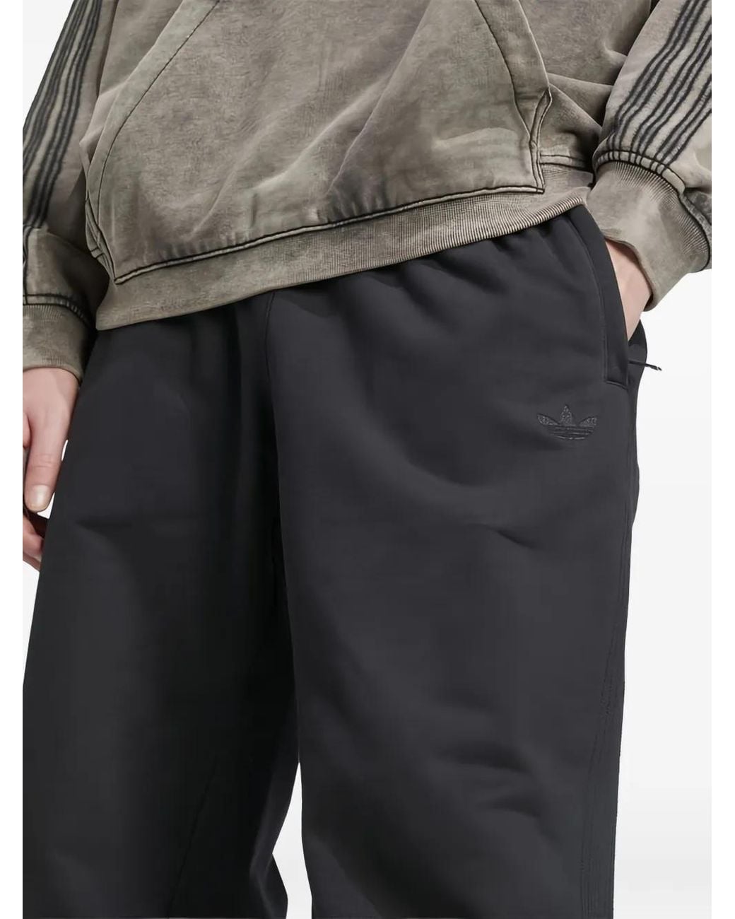 Adidas Blue Logo-Embroidered Side-Stripe Trousers for men