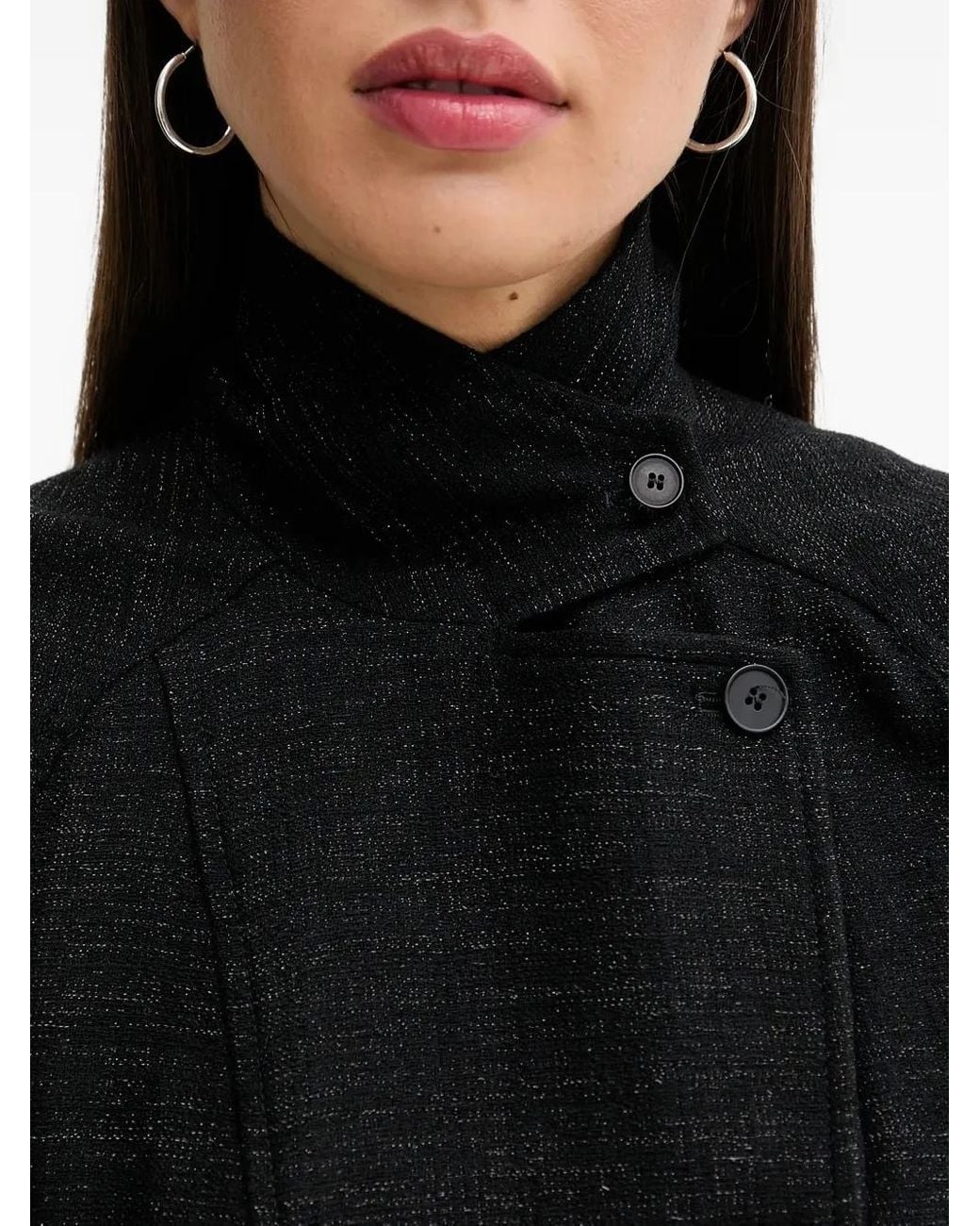 IRO Black Double-Breasted Lurex Overshirt