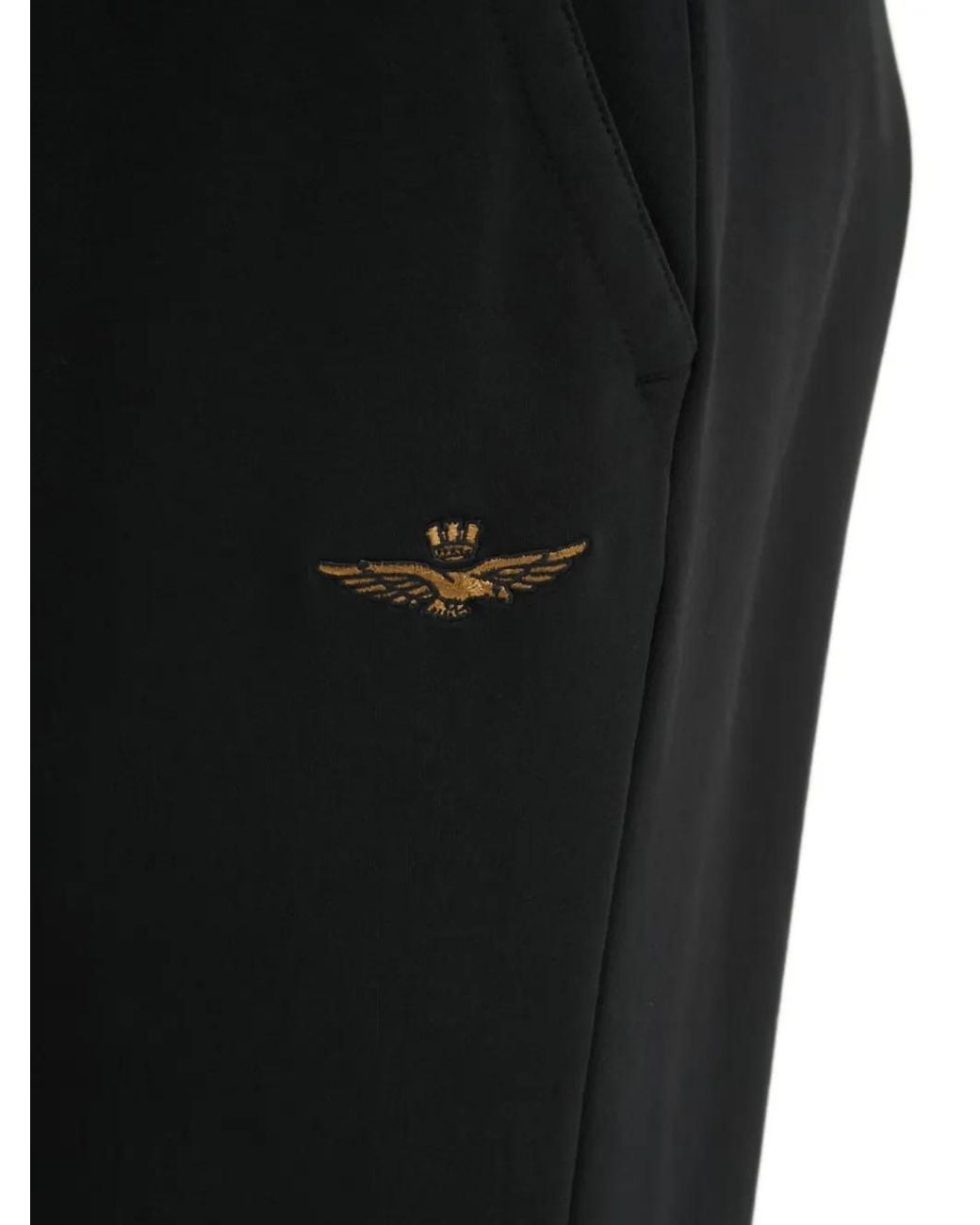 Aeronautica Militare Black Pantalon De Jogging À Logo Brodé for men