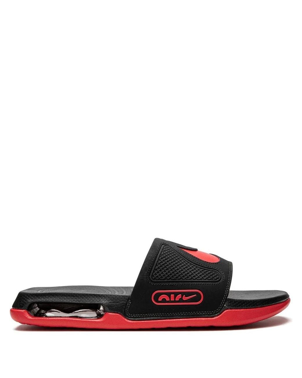 nike slides black and red