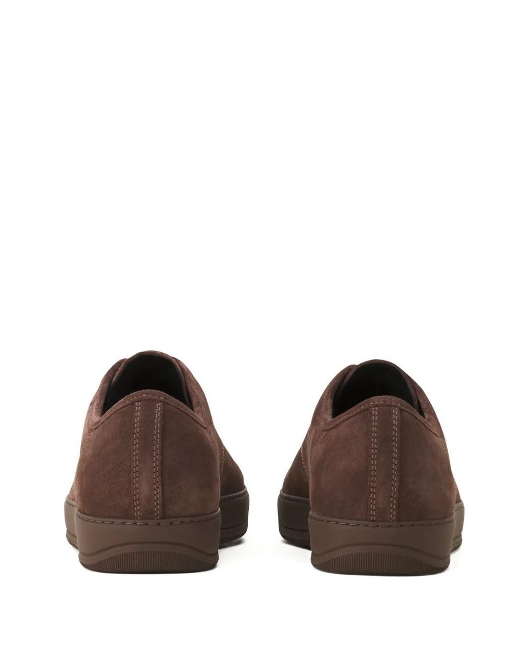 Lanvin Brown Suede Leather Cap-Toe Sneakers for men