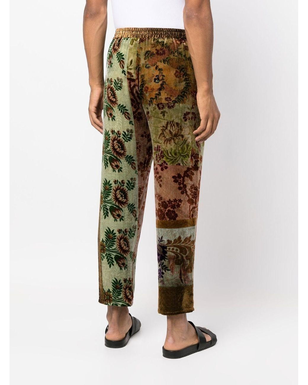Slacks and Chinos Straight-leg trousers Pierre Louis Mascia Patchwork Floral-print Silk Trousers in Natural Womens Clothing Trousers 