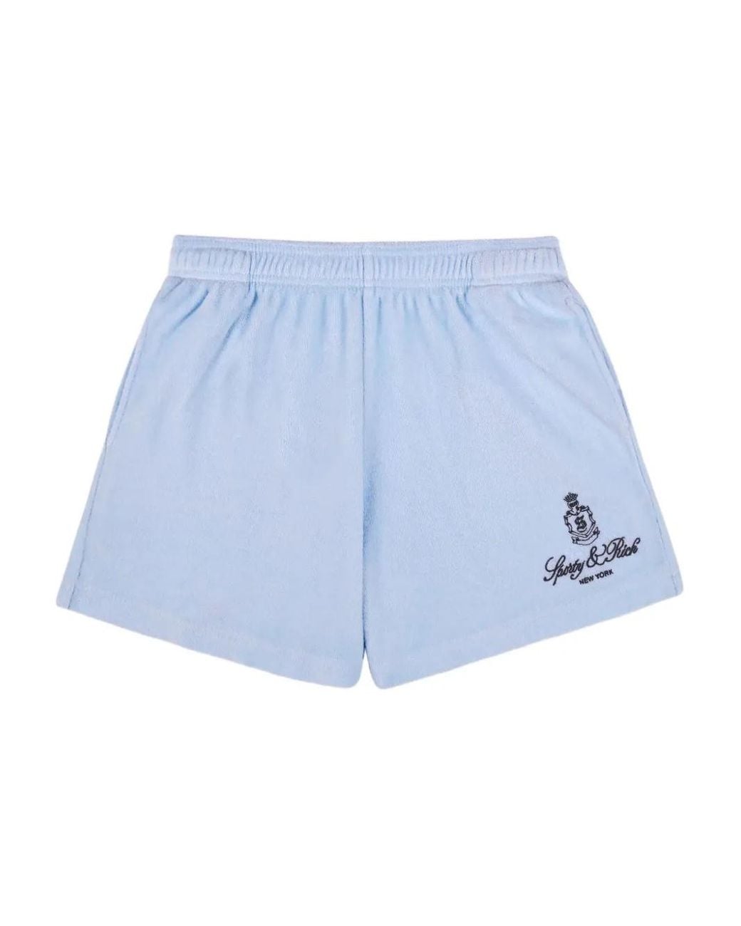 Sporty & Rich Blue Embroidered-Logo Shorts