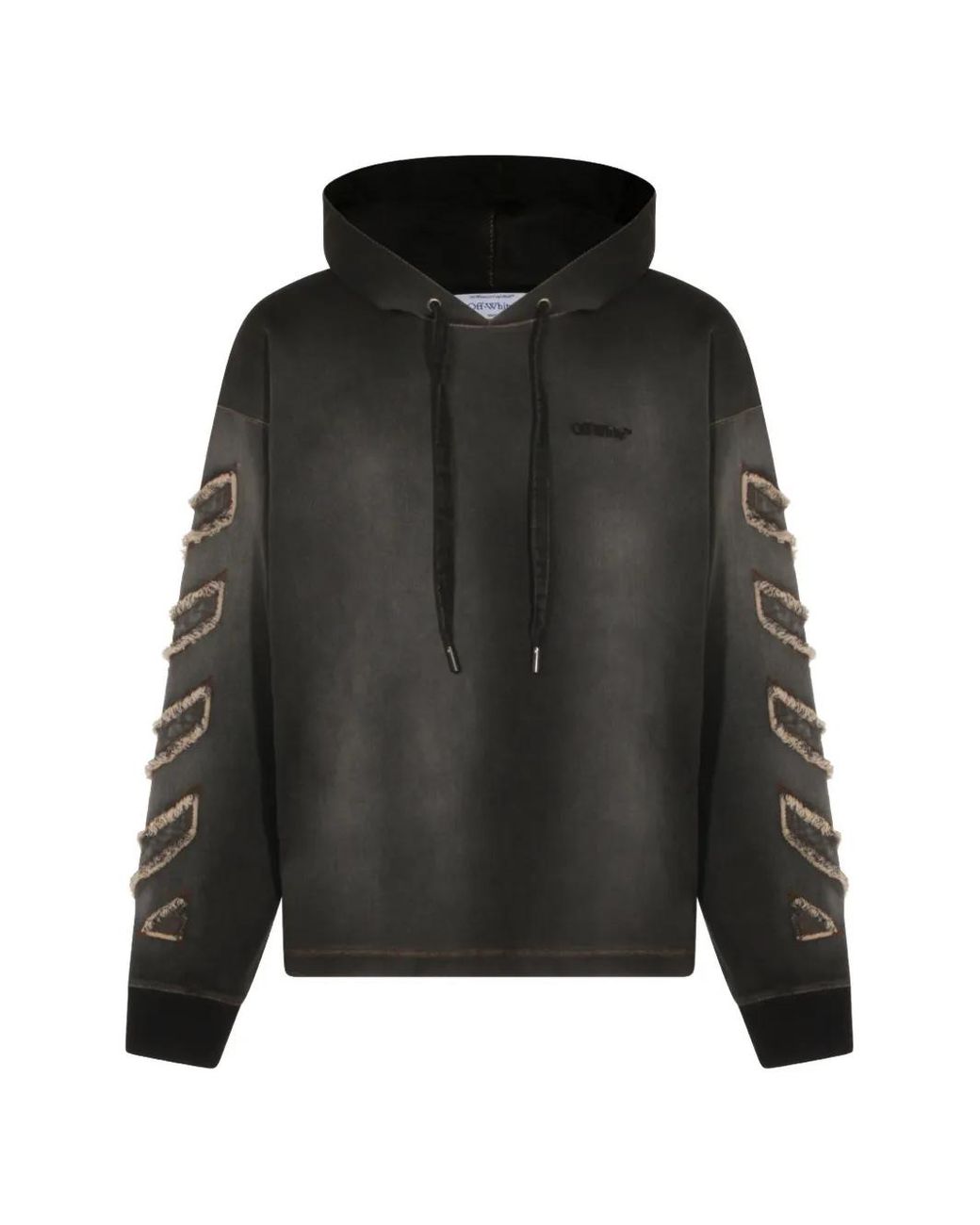 Off-White c/o Virgil Abloh Black Diagonals Frayed Hoodie for men