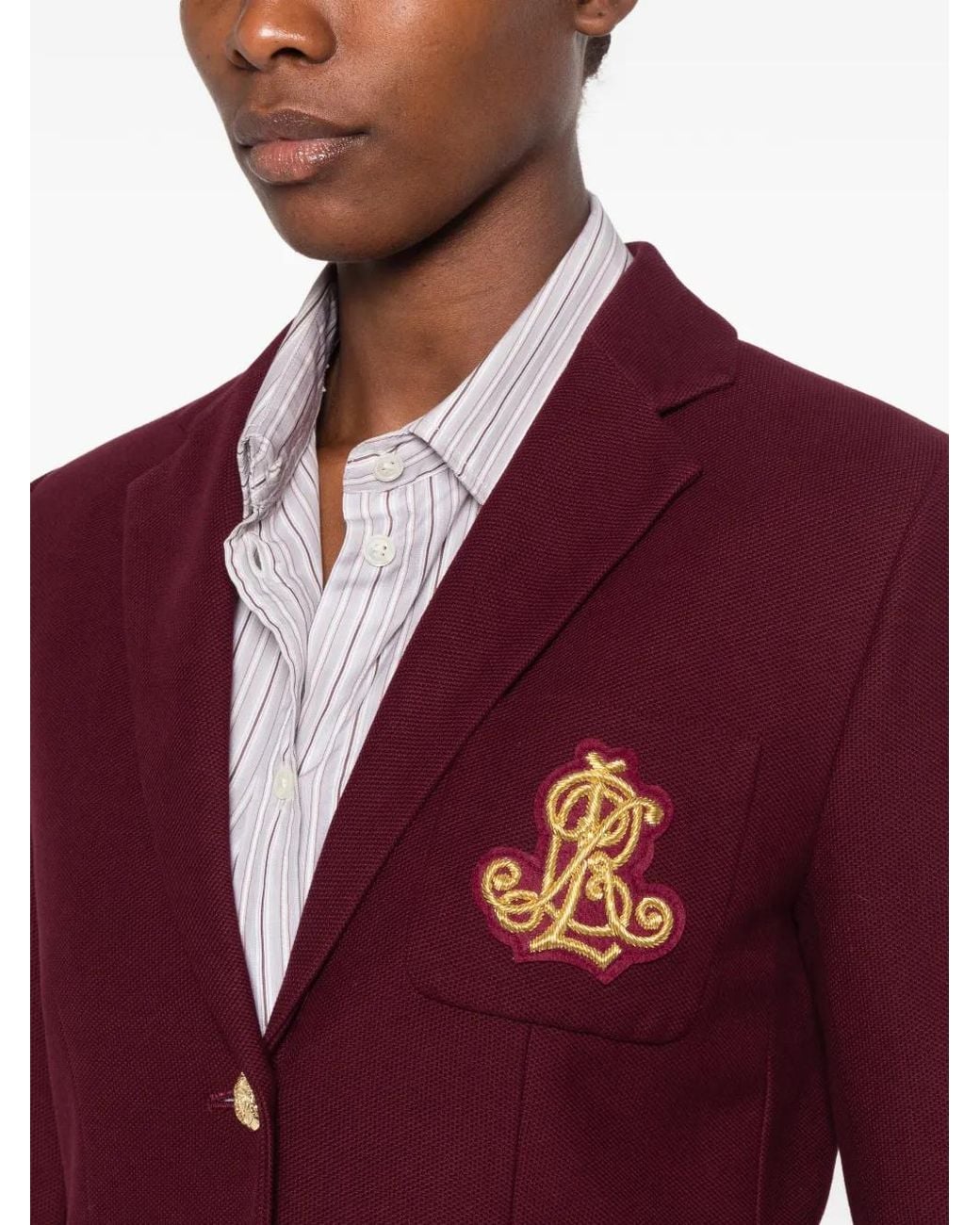 Ralph Lauren Red Logo-Patch Button-Up Blazer