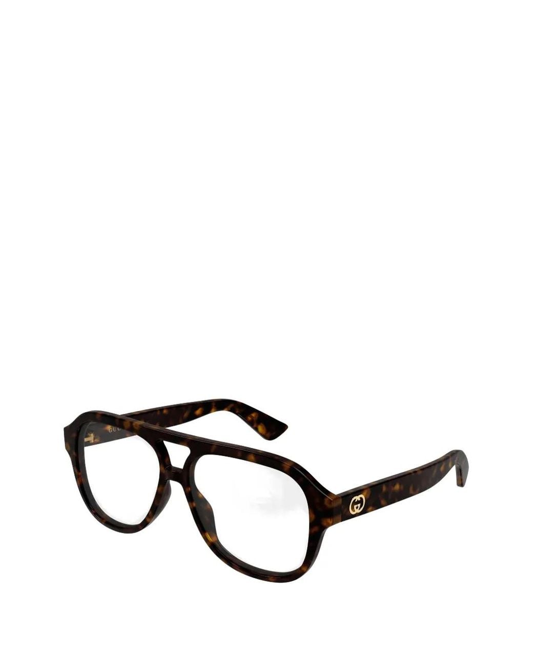 Gucci Black Tortoiseshell-Effect Pilot-Frame Glasses